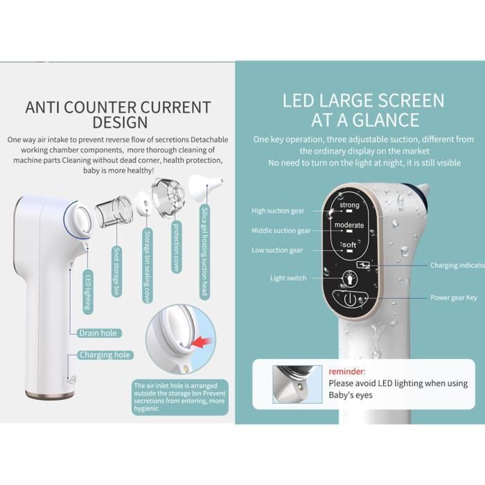 Nouvelle version améliorée BÉABA Mouché-Bébé, Aspirateur nasal Électrique, Ultra rapide, Evolutif, 4 embouts, Stérilisable