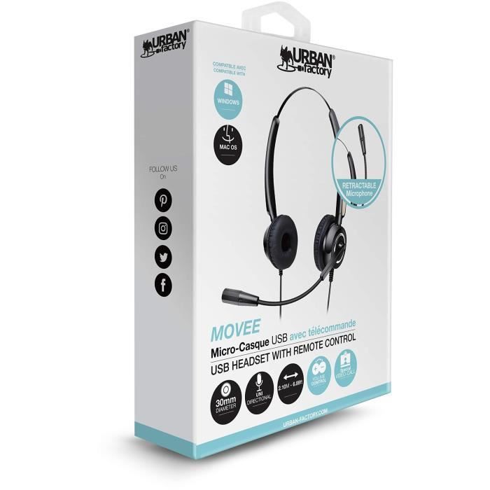 URBAN FACTORY MOVEE Headset - On-ear - Wired - Black
