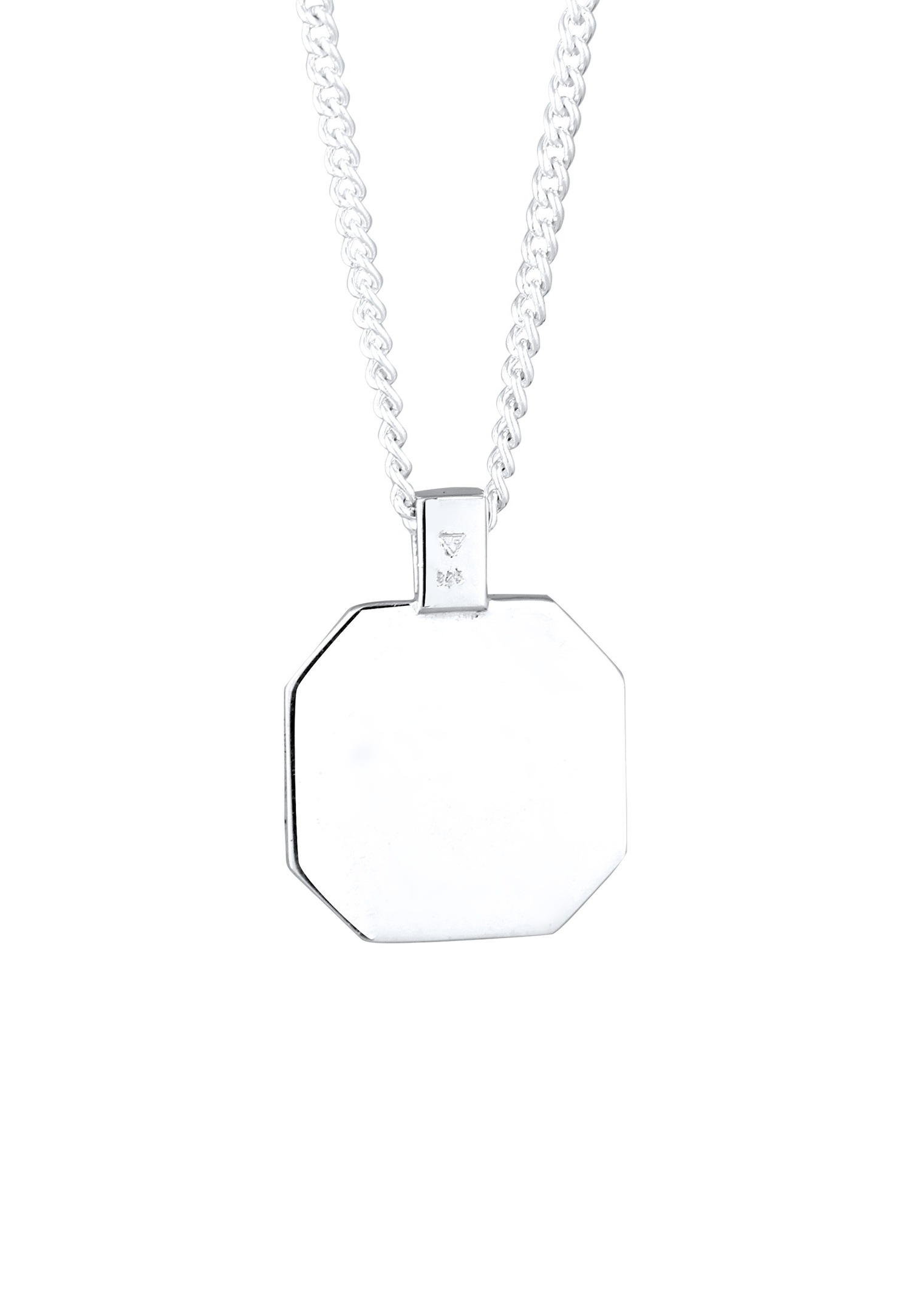 KUZZOI Kuzzoi Collier avec pendentif Hommes Pendentif carré Chaîne blindée Émail Noir 925 Argent Sterling Party / Nouvel An 55 cm