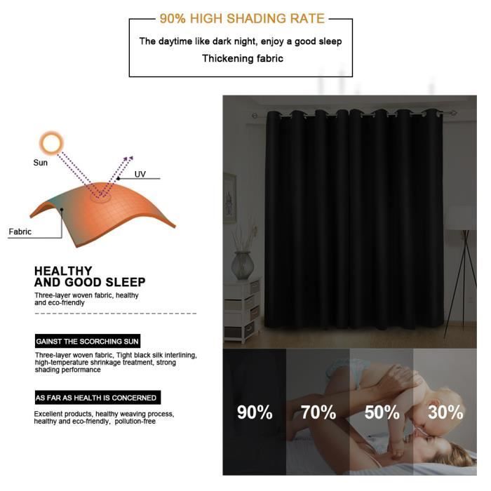 2-Piece Thermal Blackout Curtains for Living Room - 140 x 240 cm (Dark Grey)
