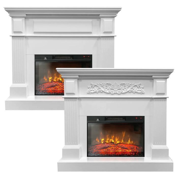 Witte elektrische haard met vlameffect, TUX ElectricSun, met geluidseffect, L110xH102cm