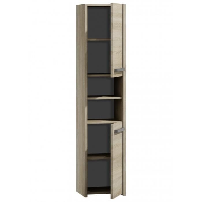 Mueble de baño tipo columna - PISA - Marrón - 170x40x30cm - 2 puertas - 5 estantes