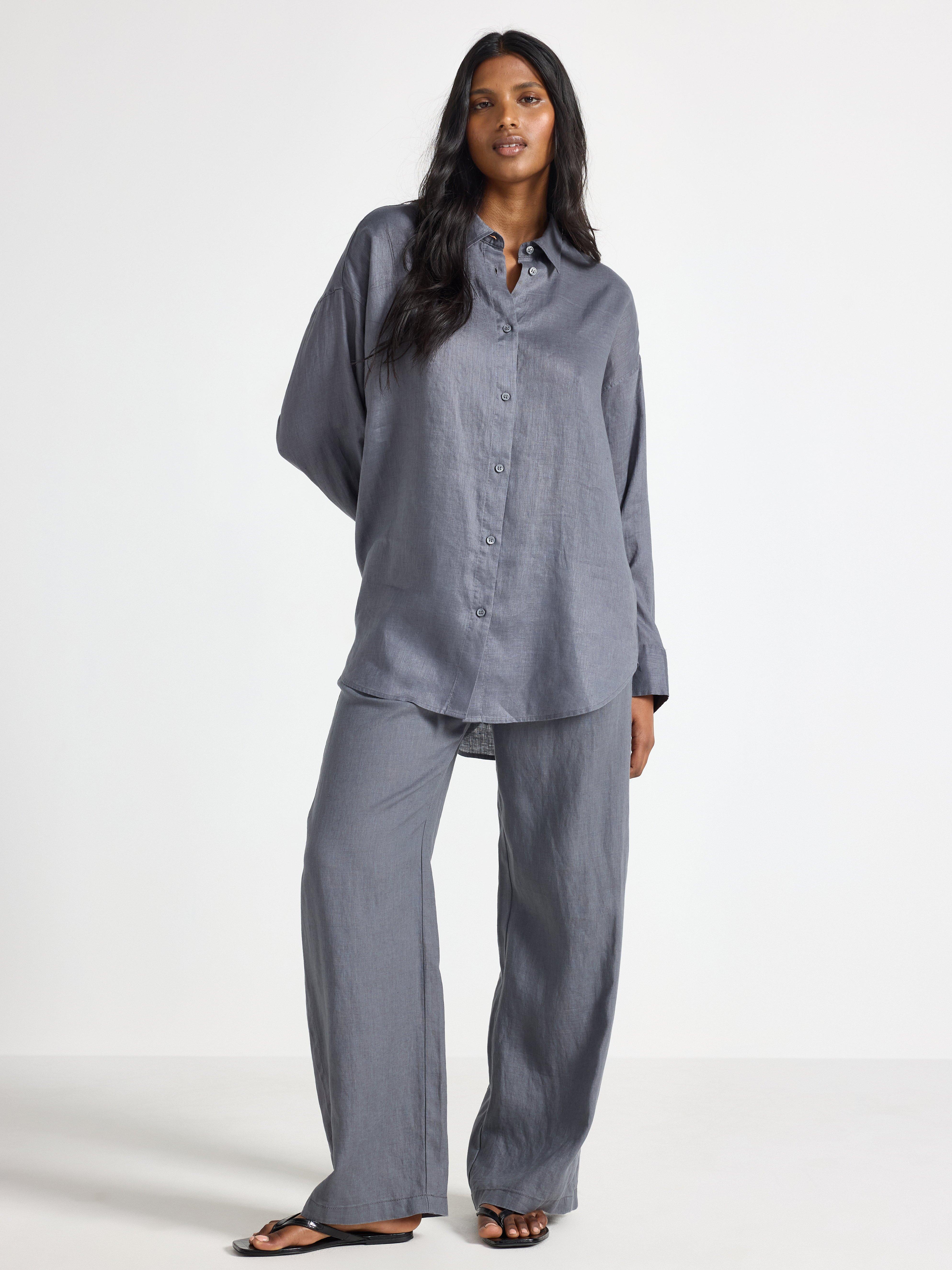 Vida byxor i linne grey