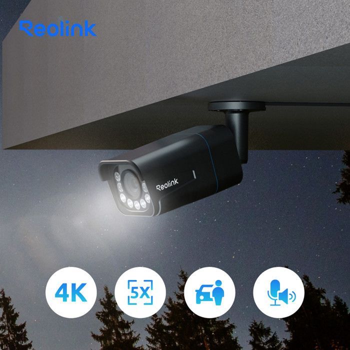 Reolink 4K PoE-bewakingscamera, 5x zoom, nachtzicht, tweewegsaudio, slimme bewegingsdetectie, ingebouwde sirene
