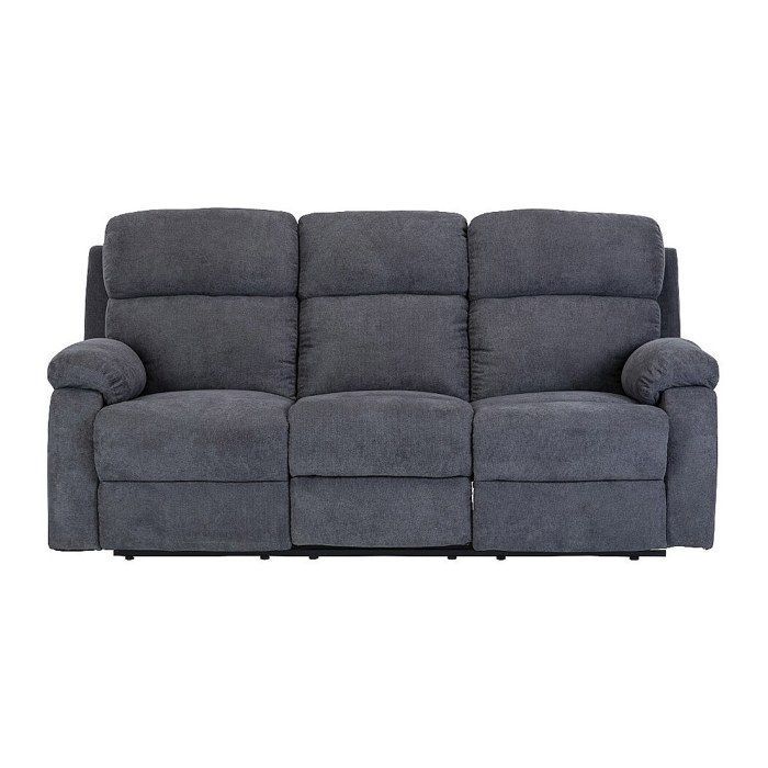 Sofá de 3 plazas y sillón reclinable TOLZANO en tela antracita - Antracita