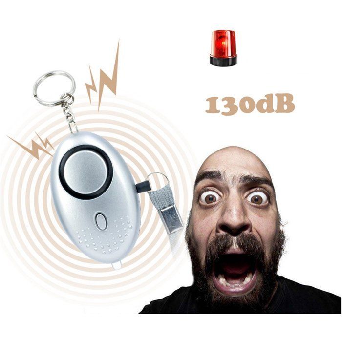 Lot de 4 - Alarme de poche personnelle - 130 dB - avec lampe torche LED - Alarme panique - Porte-clés alarme - Alarme de sécurité -