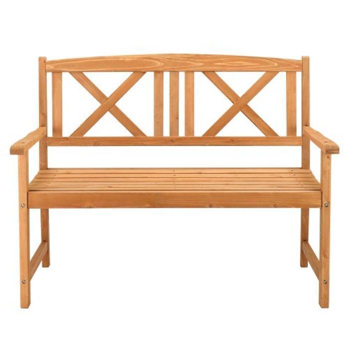 ALIGHTUP - Garden bench, outdoor bench in fir wood with backrest and armrests, 116.8x59x90cm