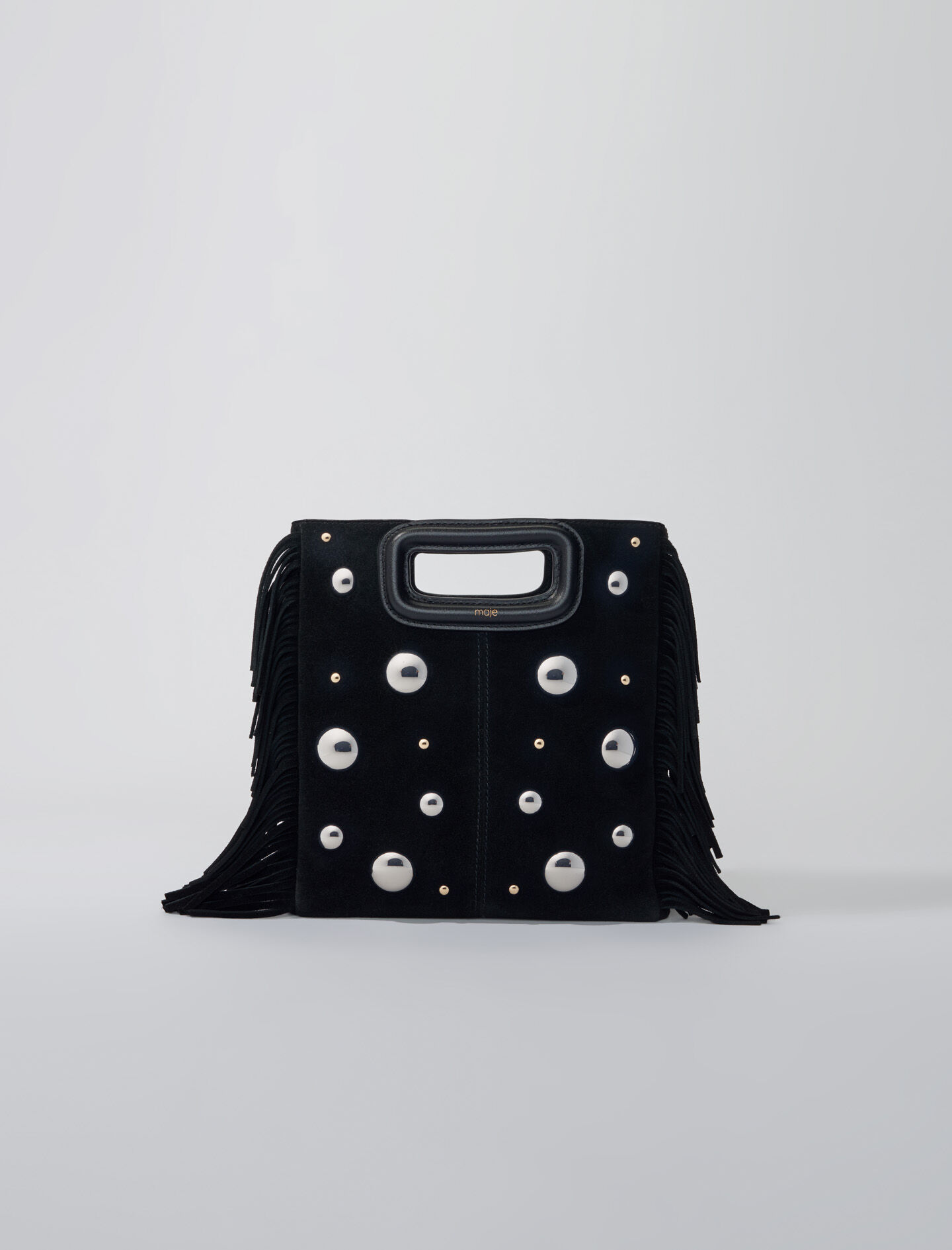 Suède tas maat M met studs - Zwart