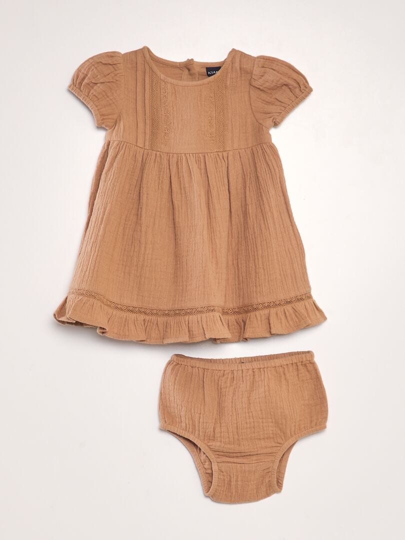 Jurk en onderjurk set - 2-delig - BRUIN