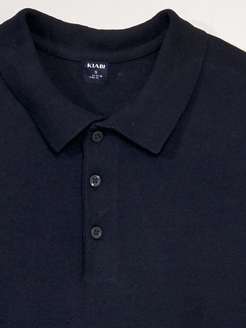 Poloshirt van fleecestof - BLAUW