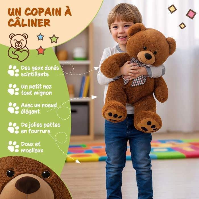 MONZANA® Super Soft Brown Teddy Bear with Bow Tie - 50cm Teddy Bear - Cute Plush Toy
