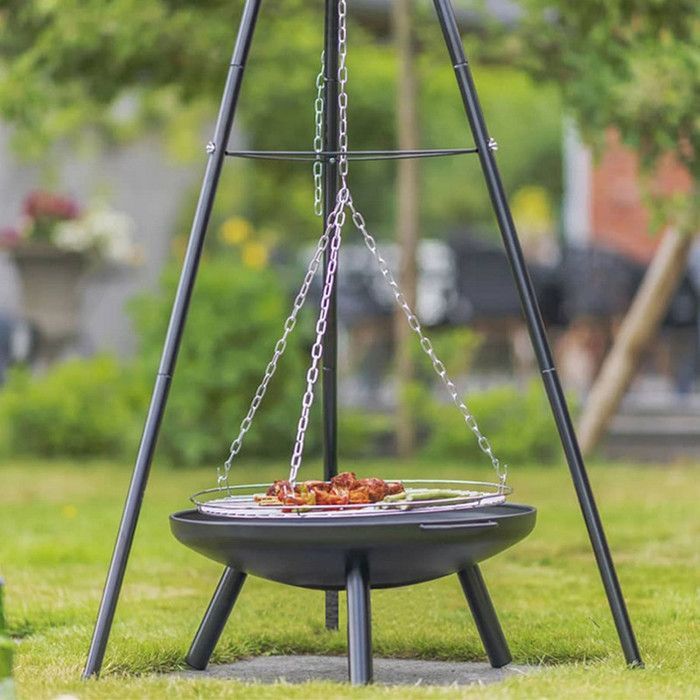BBQ Barbecue Brasero Suspendu HK-888 avec Trépied et Grille
