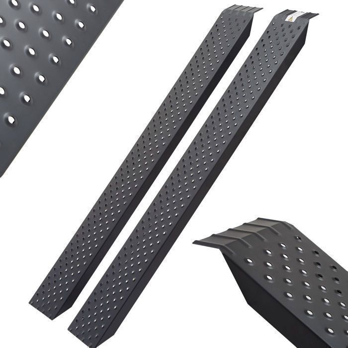 AREBOS Set of 2 Motorcycle Loading Ramps | Galvanized Steel Loading Rail | 400 kg Black