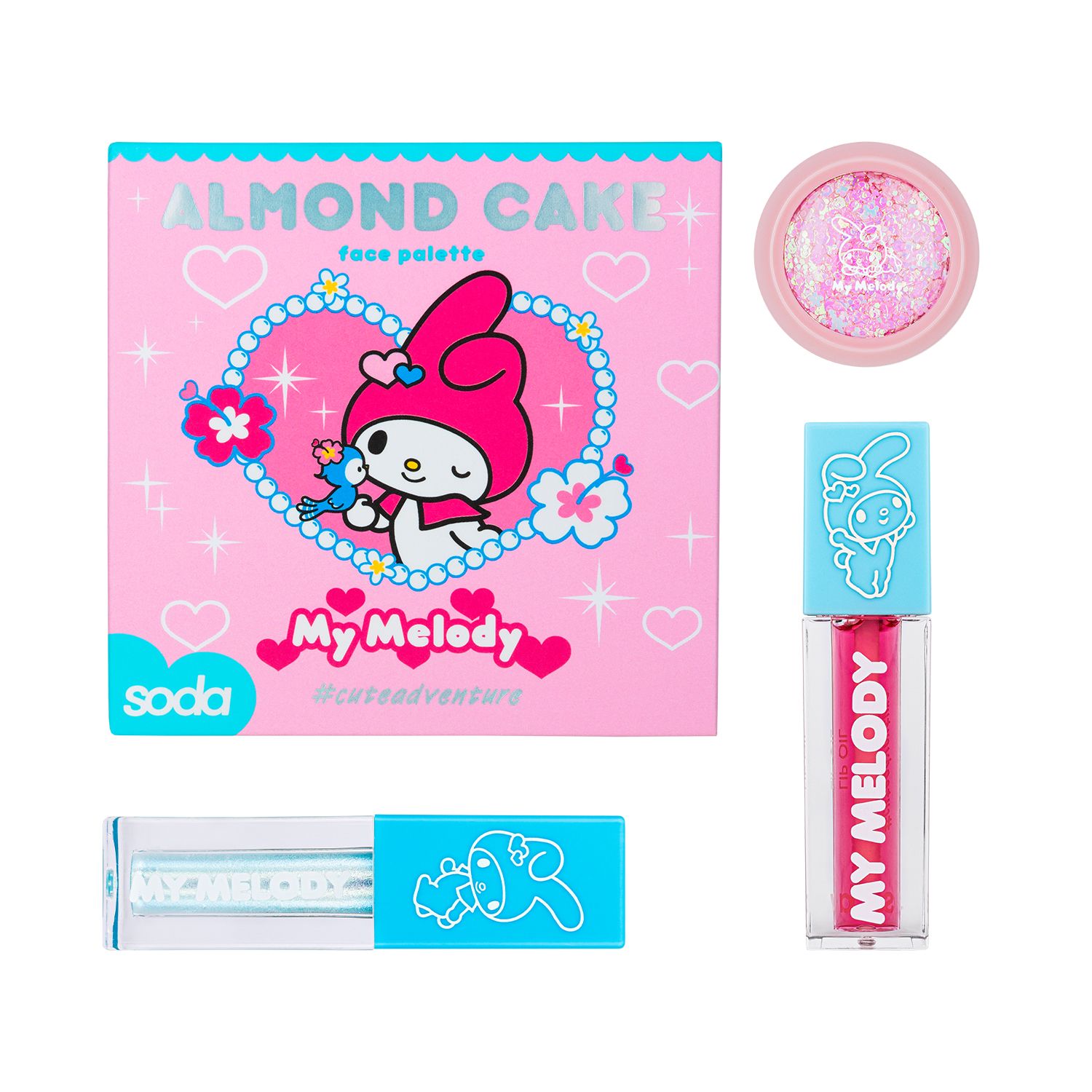 „Hello Kitty My Melody“ migdolinio pyrago makiažo rinkinys Makiažo rinkiniai