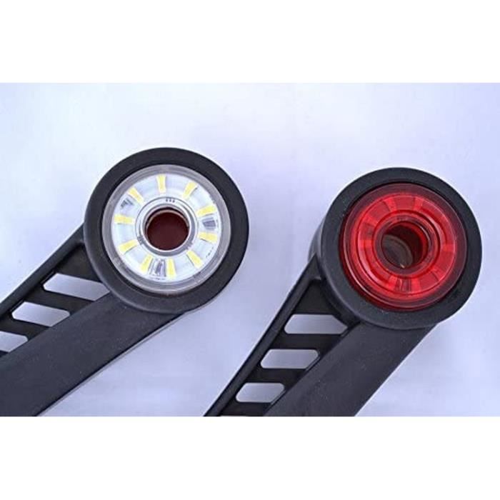 2x Long Tige Côté Contour Blanc Rouge Marqueur Feux 24V Remorque Camion Camping-Car Caravane Châssis