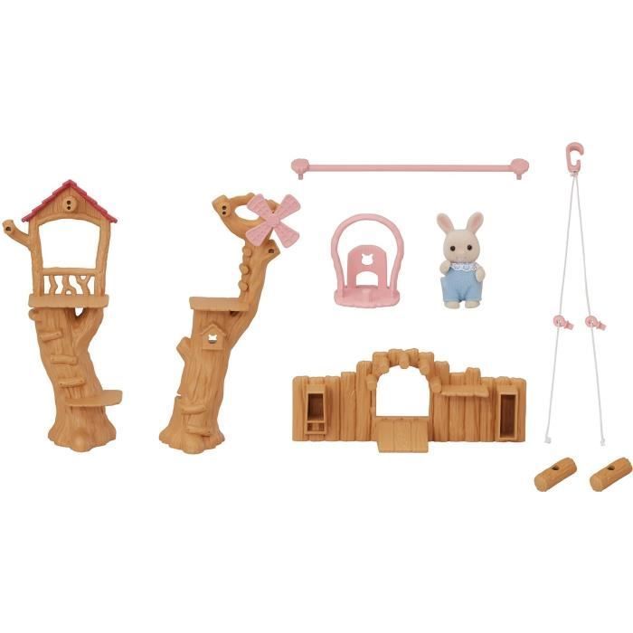 Miniature figurine - SYLVANIAN FAMILIES - Baby Zip Line - Henry the Cream Baby Rabbit - Multicolor