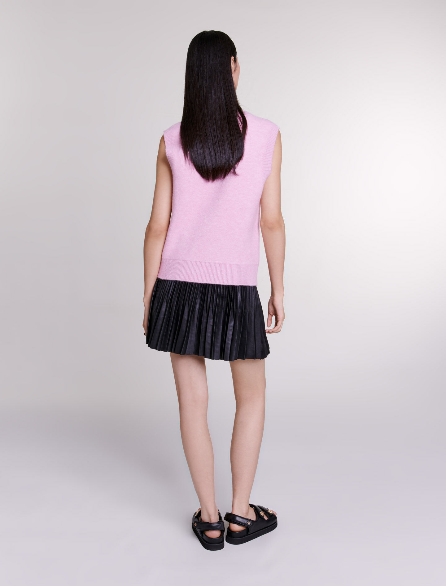 Mouwloos shirt - Roze/zwart