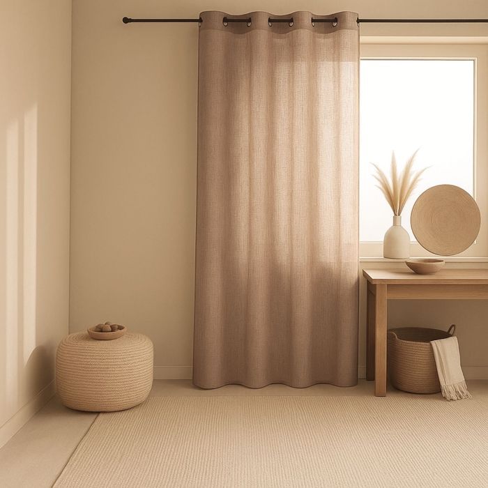 Transparant gordijn - Soepel linneneffect, beige, 140x240 cm