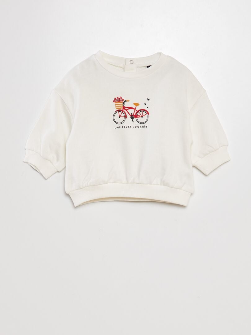 Moletom folgado com estampa - BRANCO