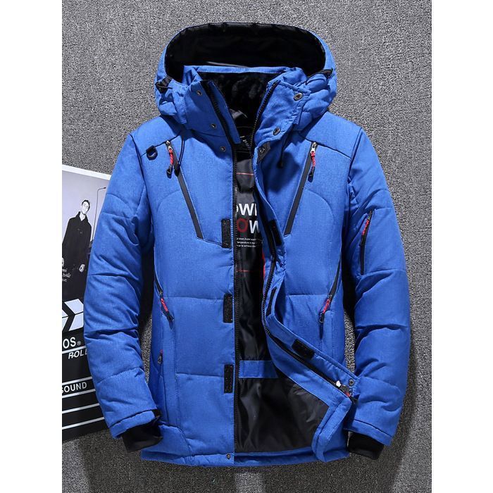 Chaqueta de plumas para hombre FUNMOON - Otoño/Invierno - Capa gruesa - Azul
