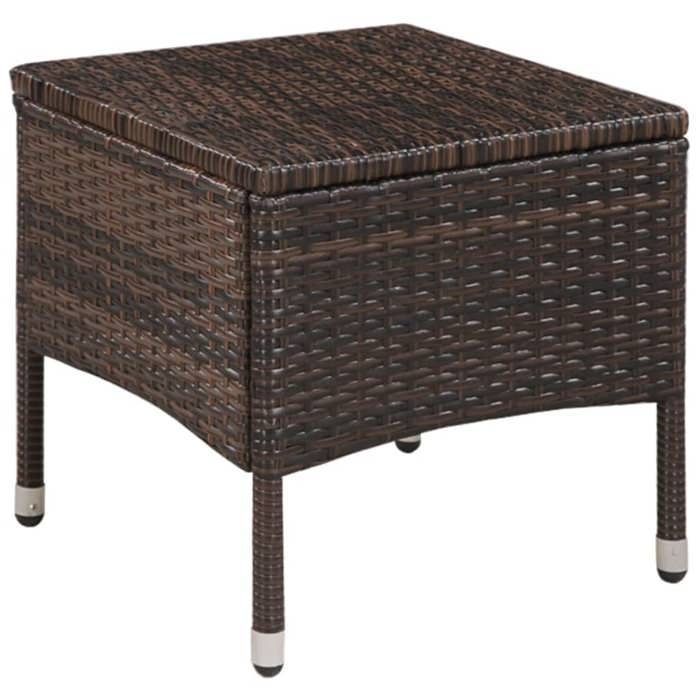 Woven resin bistro set - BURKE - Brown - Cream white - Woven resin - Steel frame - 41x41x42 cm