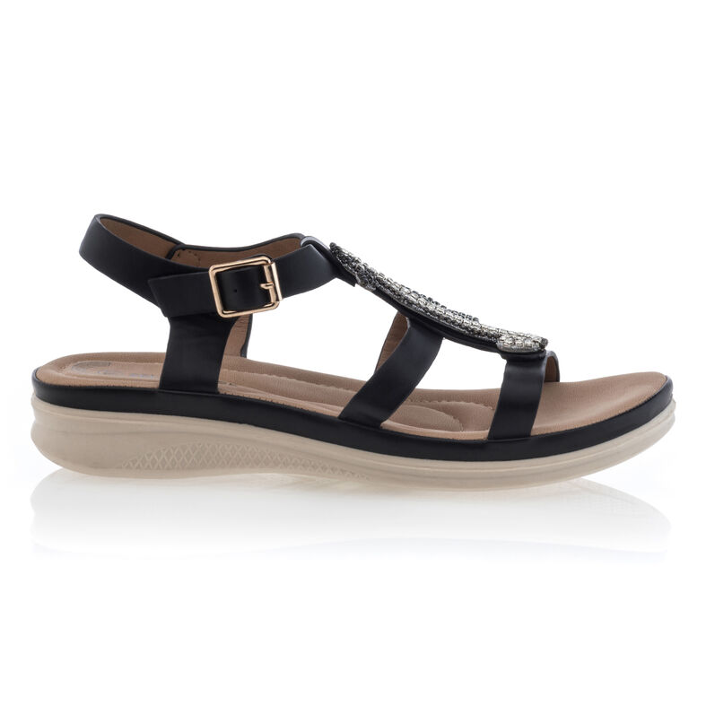 Svarte sandaler / sko med åpen tå til dame
