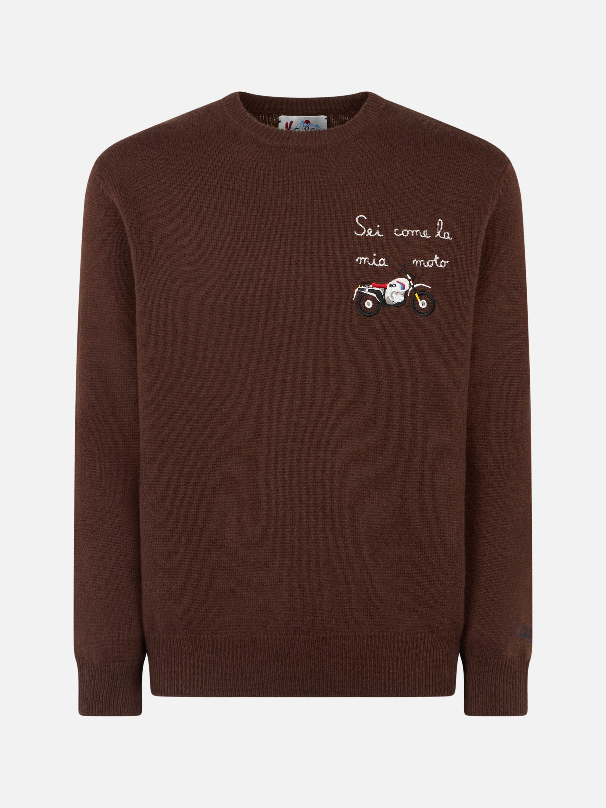 Maglione da uomo girocollo con ricamo Sei Come la mia Moto