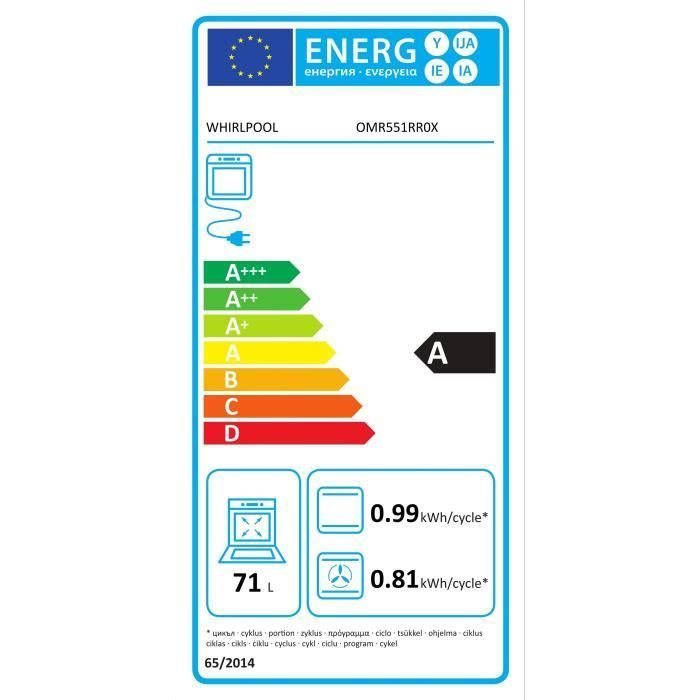 Whirlpool innebygd multifunksjonsovn - OMR551RR0X - 71 L - Pyrolytisk rengjøring - Varmluftsovn - Energiklasse A