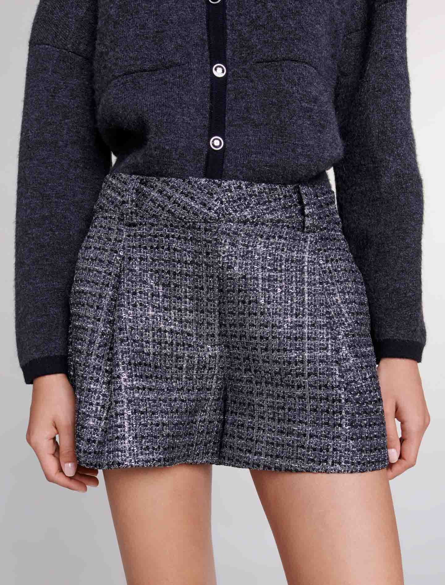 Tweed shorts - Zilver