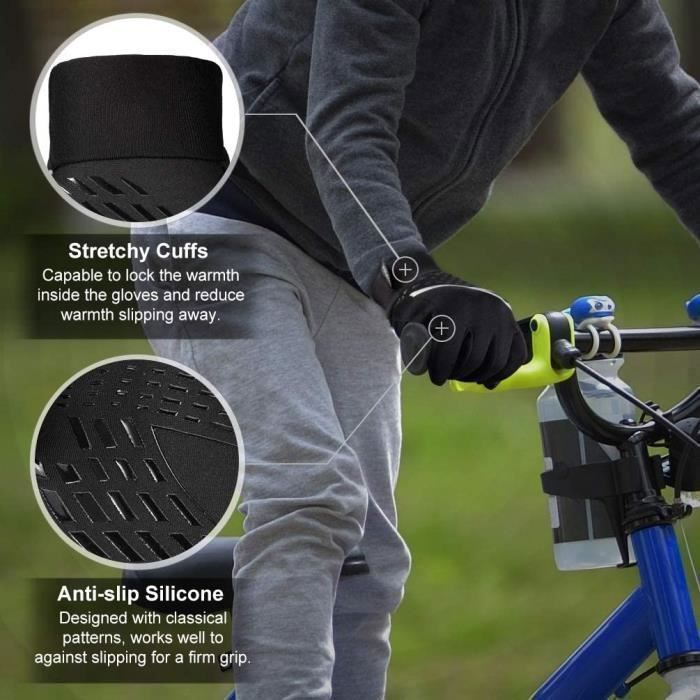 Guantes de invierno cálidos para niños, compatibles con pantallas táctiles: guantes térmicos antideslizantes y resistentes al viento para ciclismo, ideales para motociclismo, correr y esquiar.