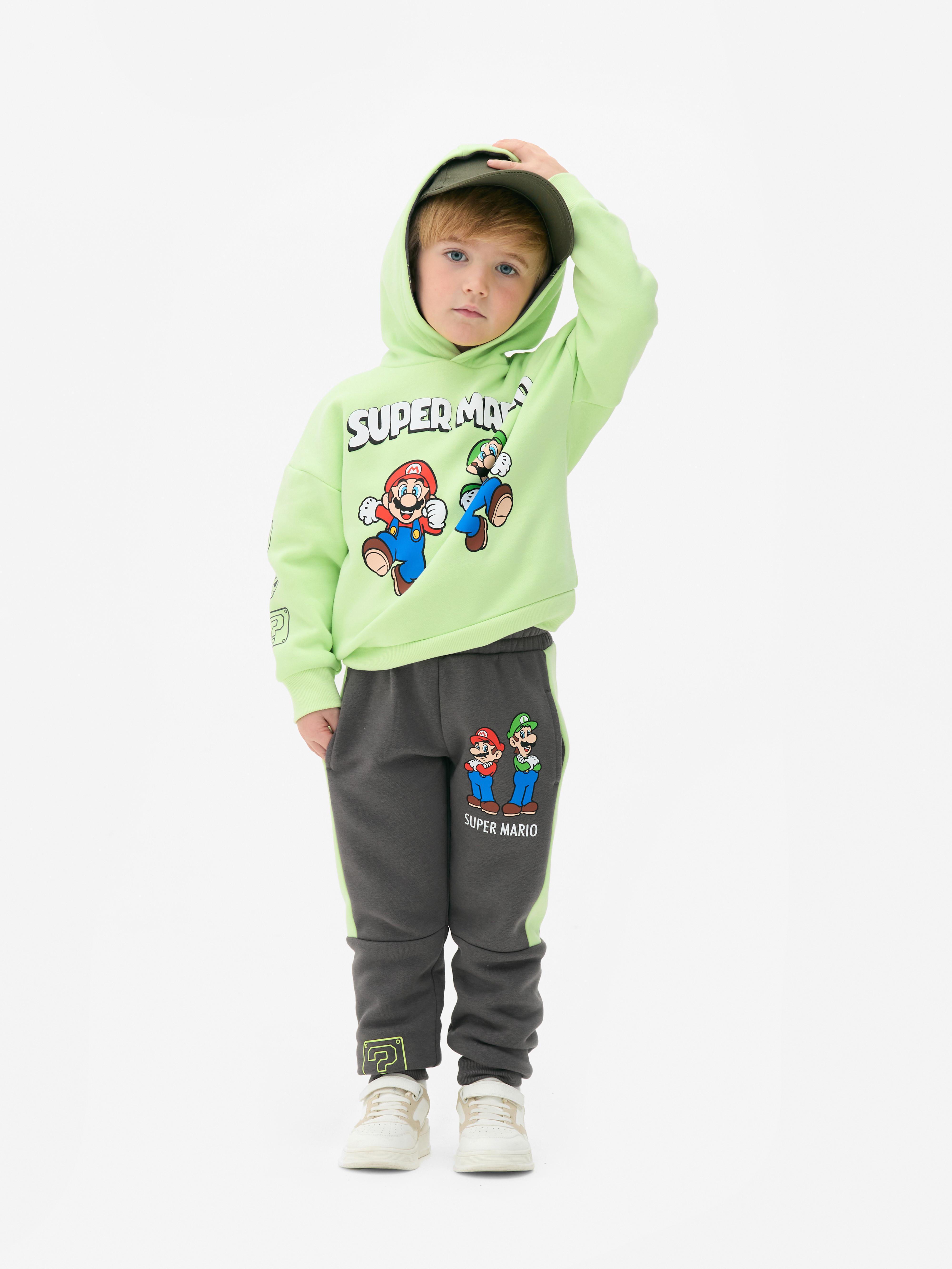 Pantaloni de trening asortați cu Super Mario Pantaloni de trening cu design Super Mario, șnur de strângere, buzunare și manșete la gleznă