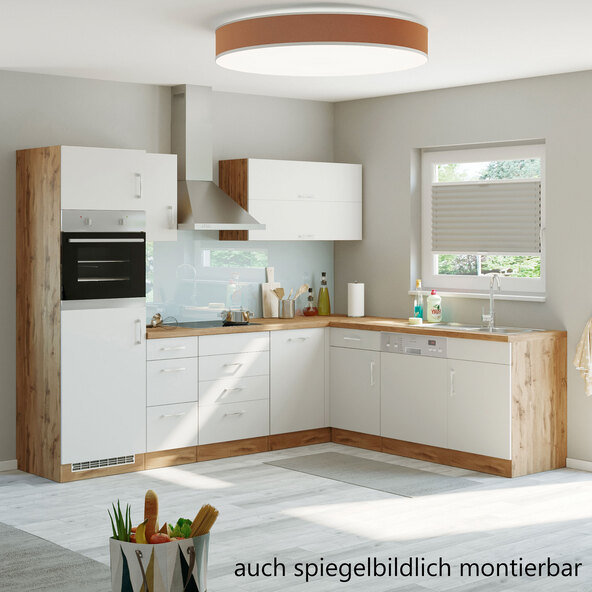 PORTO sarokkonyha, 210 x 270 cm, fehér/wotan