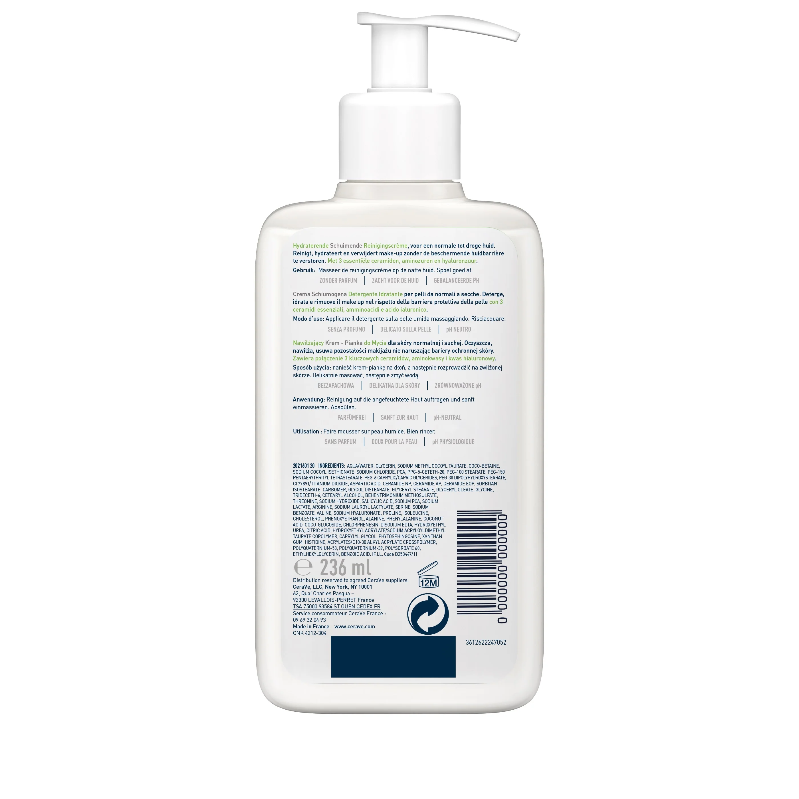 Detergenti Detergente Crema-Schiuma Idratante - Gel detergente viso, Bagno e Doccia