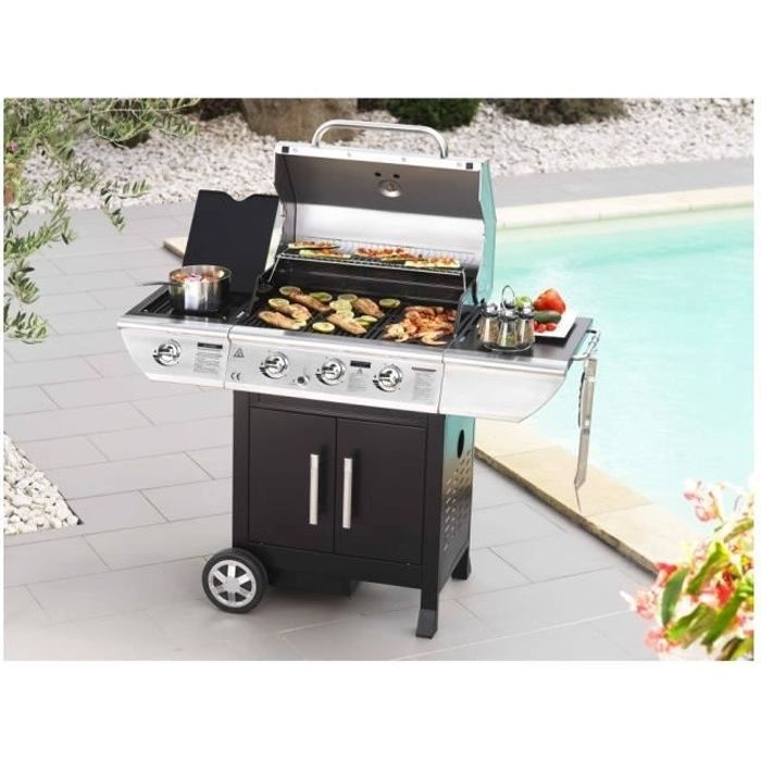 Gas barbecue - SOMAGIC - BALTIMORE - 3 burners - Side burner - Enameled cast iron griddle and cooking grates