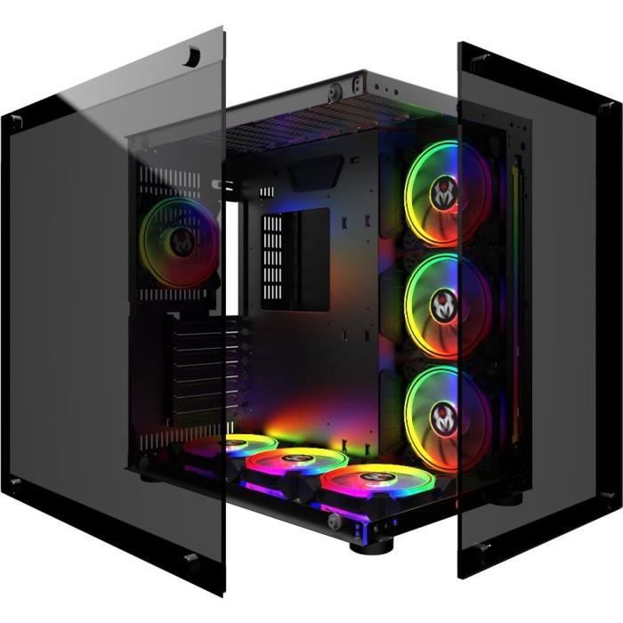 MRED - ATX Gaming-PC-Gehäuse - Schwarz RGB Kristallmeer