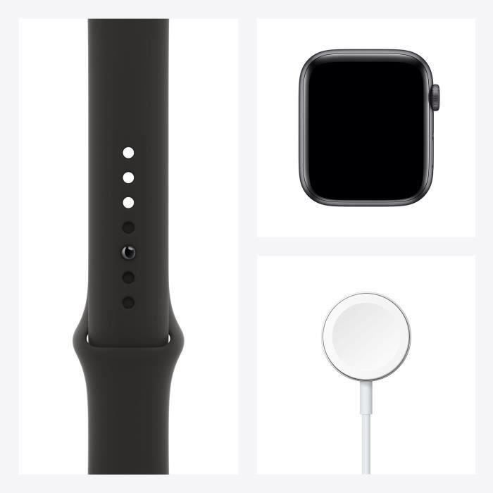 Apple Watch SE GPS - 44mm Boîtier aluminium Gris Sidéral - Bracelet Noir (2020) - Reconditionné - Très bon état
