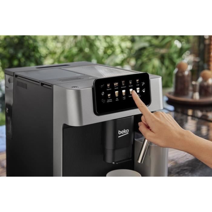 Cafetera con molinillo - BEKO - CEG7304X - 1350 W - 19 bares - Pantalla táctil a color