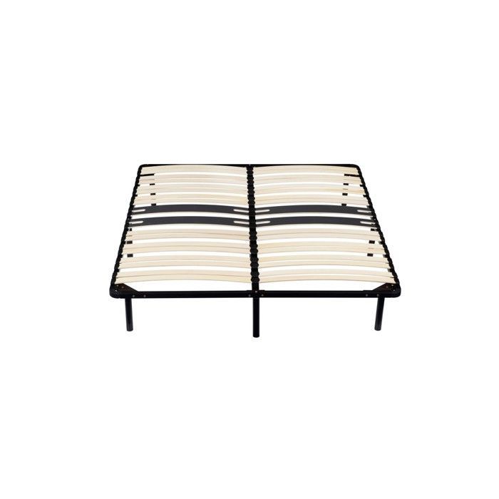 Sommier - Michel - 120x190 cm - Noir - Cadre à lattes renforcé - 9 pieds en métal