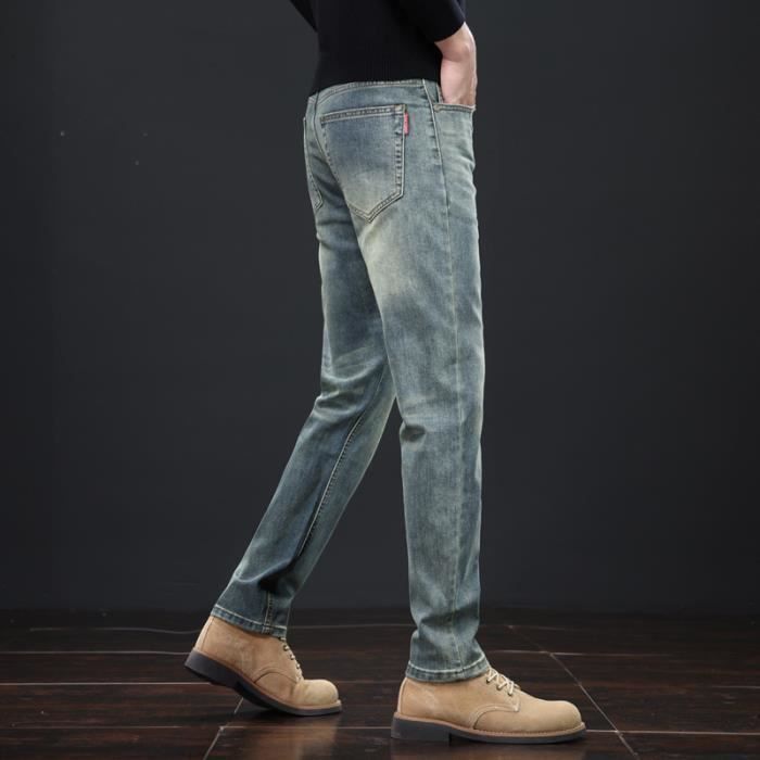 Pantalones vaqueros casuales de corte recto y estilo retro para hombre - Azul - INSFITY - Otoño/Invierno