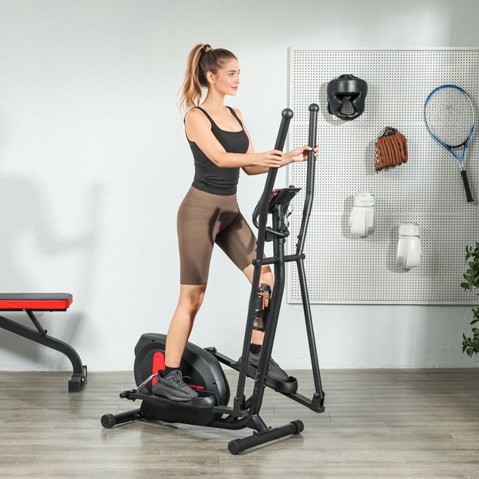Crosstrainer - SPORTNOW - til hjemmebrug - ultra-stille - magnetisk, 8 modstandsniveauer - LED-display, pulssensor - sort