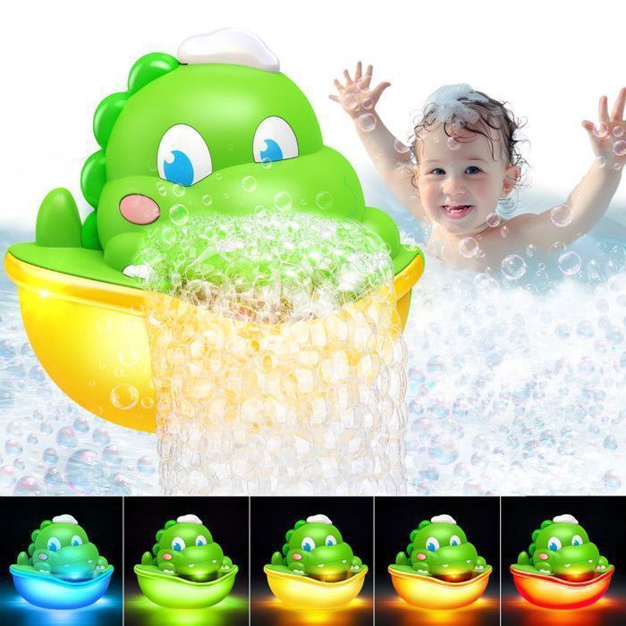 Juguetes de baño para bebés ATOPDREAM, máquina de burbujas de dinosaurio, fácil de usar, regalos para niños de 1, 2, 3, 4 y 5 años.