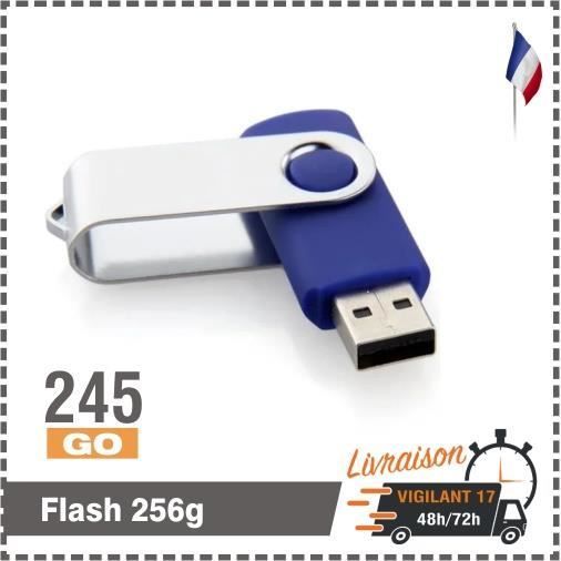 Clé USB - TEMPSA - 256 Go - USB 3.0 - Rotatif - Noir