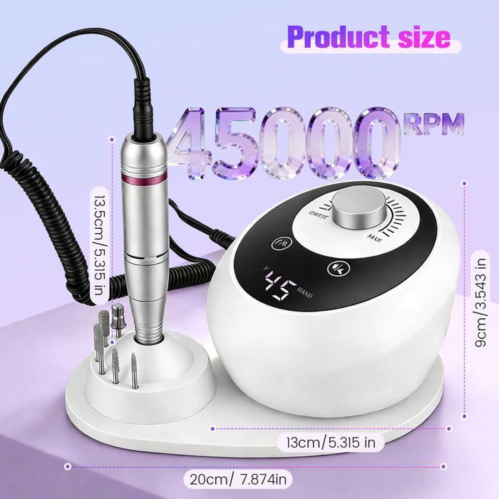 Ponceuse Ongles Électrique 45000 tr/min – Machine Manucure Professionnelle Portable – Kit Nail Drill