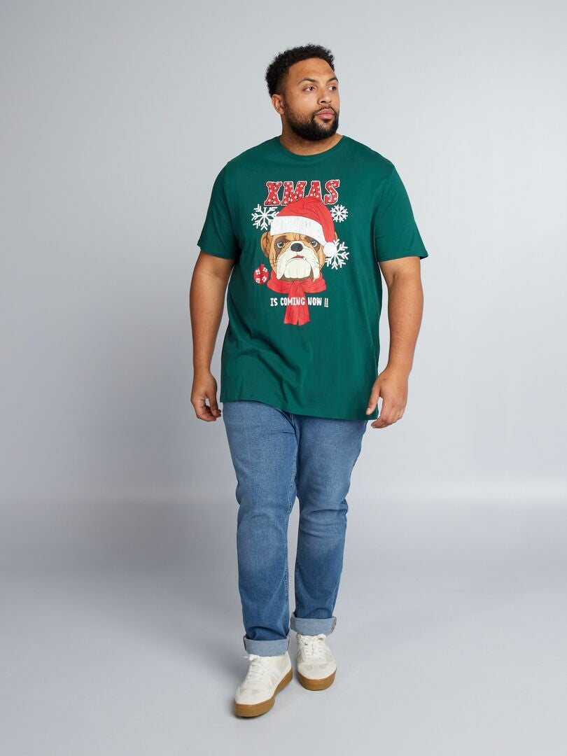 T-shirt met korte mouwen en print - GROEN