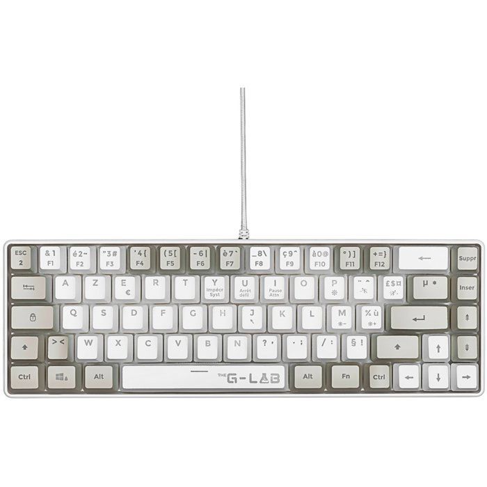 Clavier Gamer filaire - THE G-LAB - KEYZ-HYDRO-WG/FR - 60% format compact - AZERTY - Rétroéclairé - Gris/Blanc