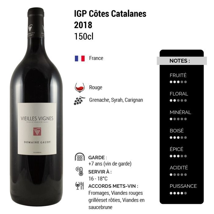 Domaine Gauby Côtes Catalanes Vieilles Vignes MAGNUM 2018 - Vin Rouge du Languedoc - Roussillon (3x150cl) Biodynamie