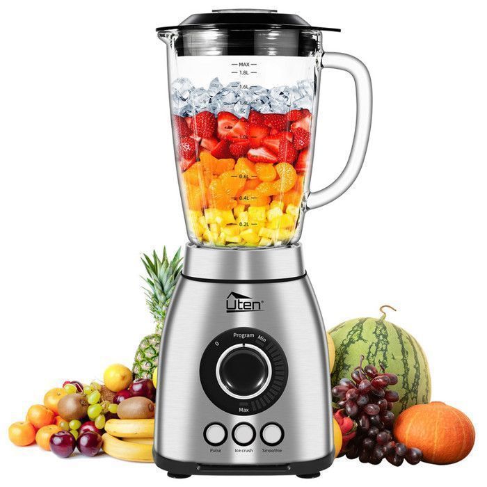 Uten 2L Smoothie Blender - 1800W Multifunctional Smoothie Blender - 18 Speeds - 6 Stainless Steel Blades