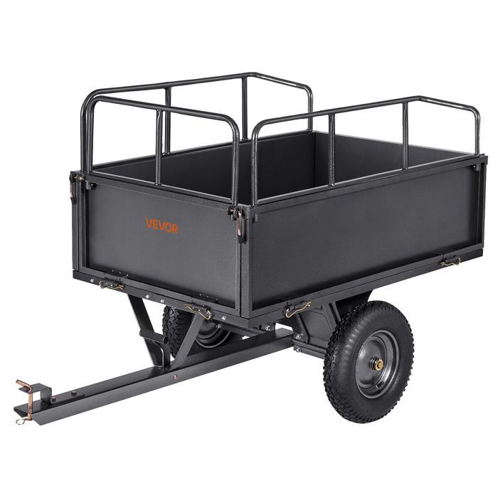 Remolque basculante VEVOR 481 L - Remolque de acero para tractor cortacésped - Capacidad de carga de 272 kg
