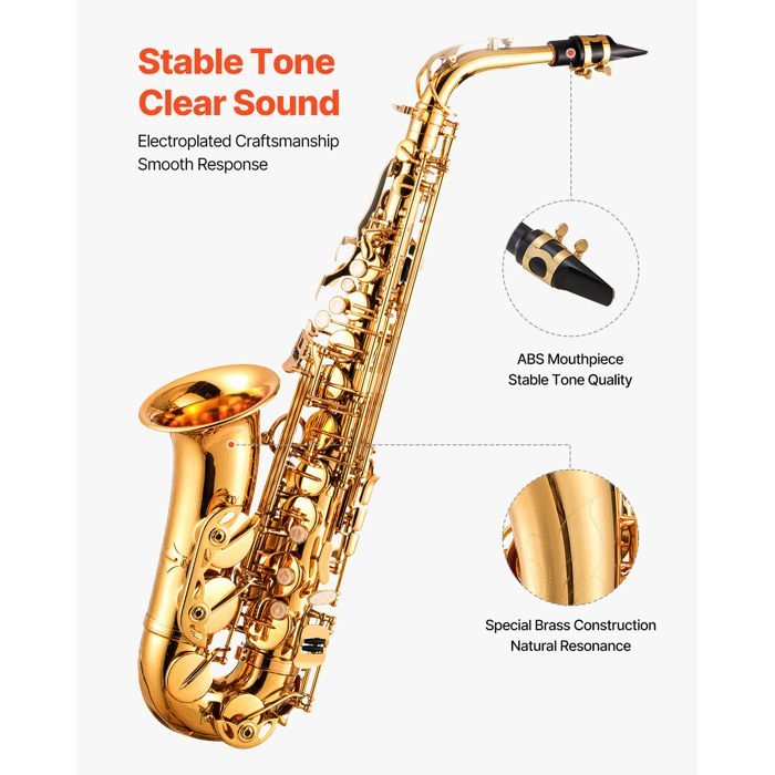 Saxofón alto - DUOKU - JAS-201 - Mi bemol - Latón resistente - Incluye estuche, boquilla y correas