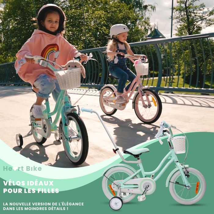 Kinderfiets - Hartfiets - 14 inch wielen - Leeftijd 3 tot 5 jaar - Mandje - Bel - Spatborden - Silver Moon Mint